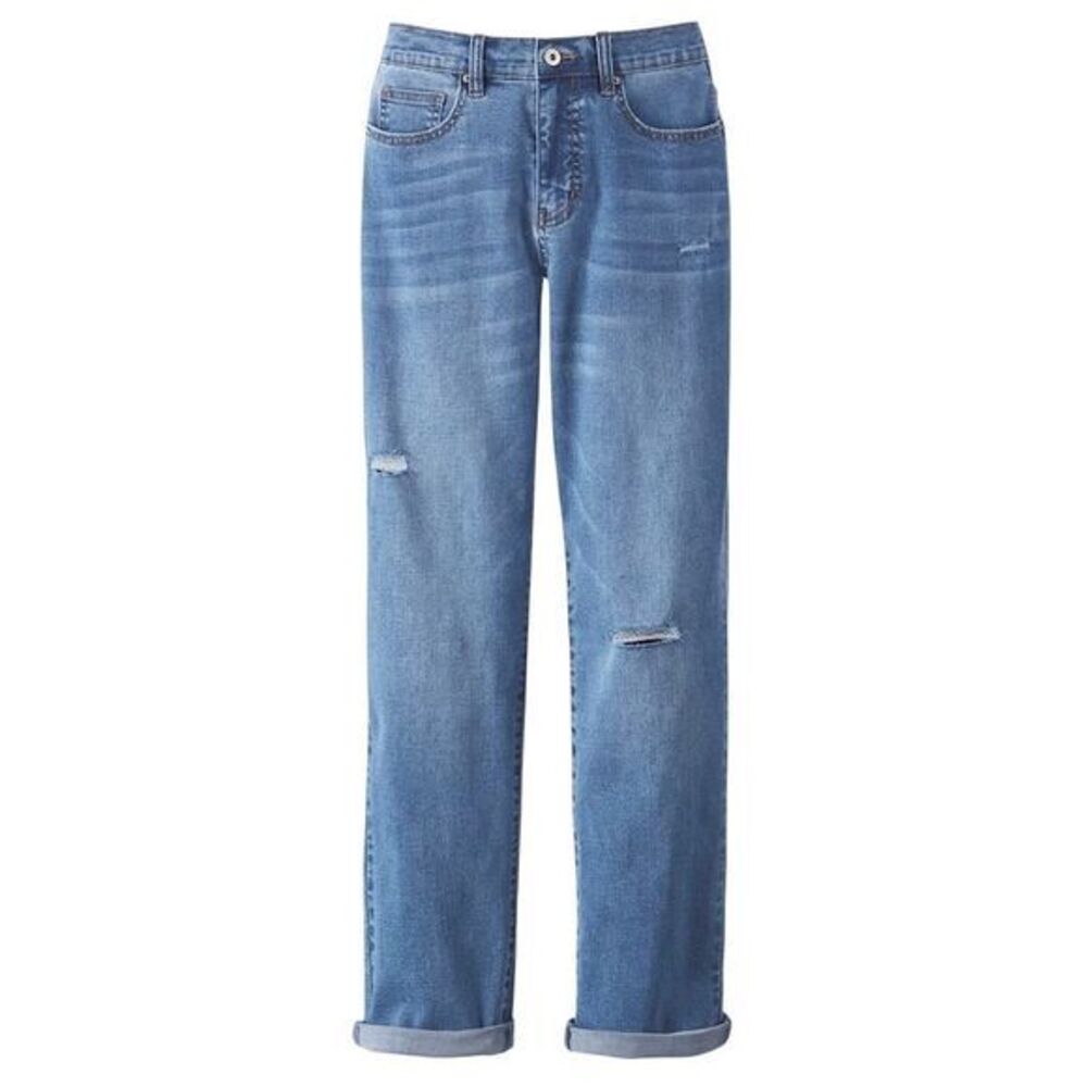 Max Jeans Women's Boyfriend Jeans Light Wash Distressed Stretch Denim